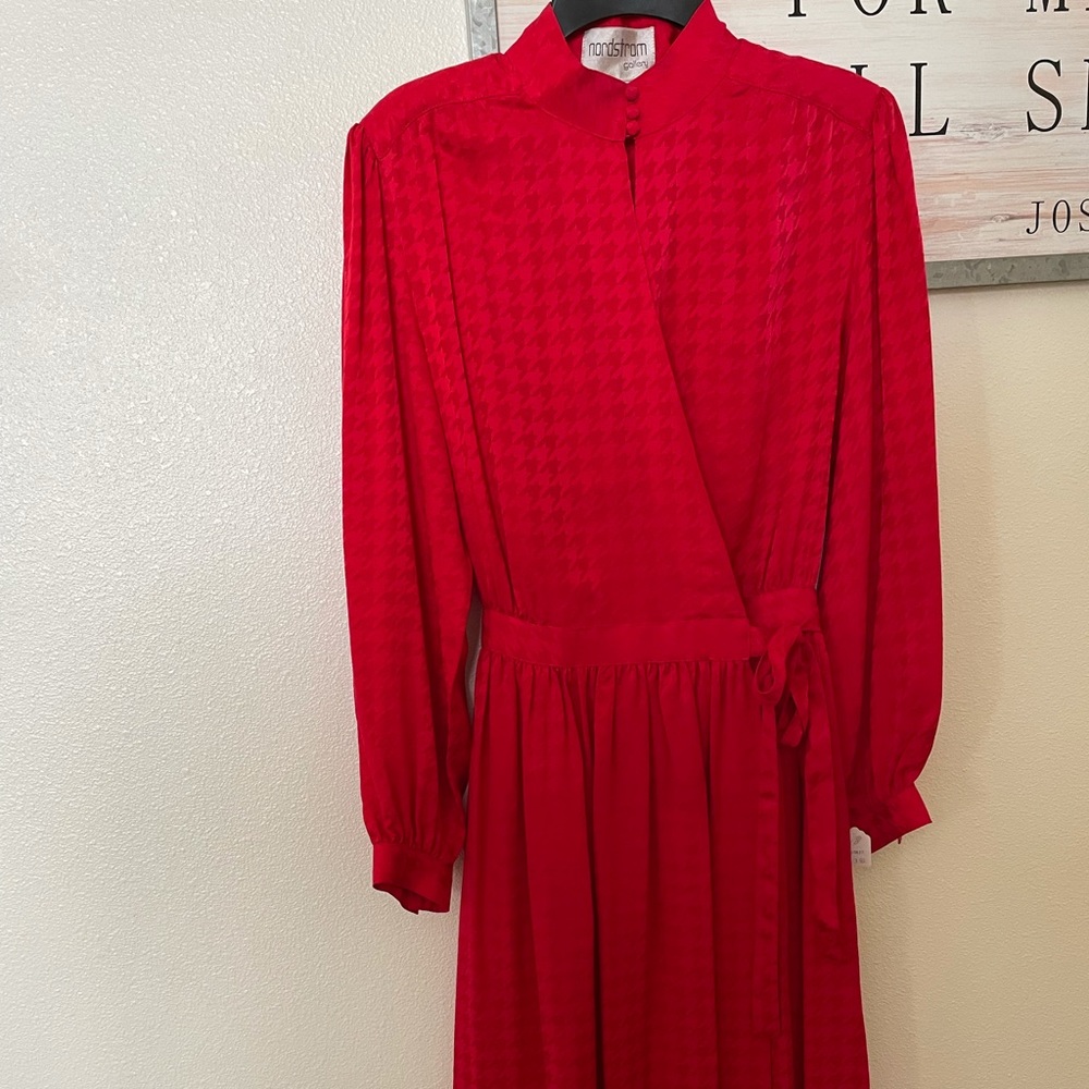 Vintage 80s Red Silk Wrap Dress
